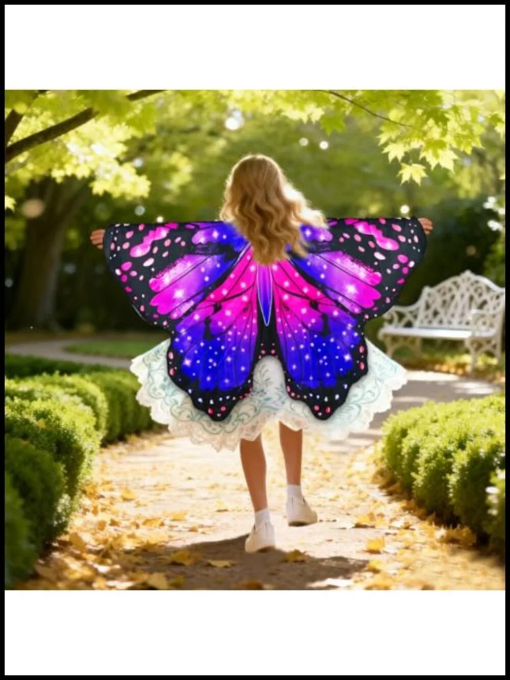 Butterfly Wings Costume for Girls Fairy Dress Up with Headband Mask